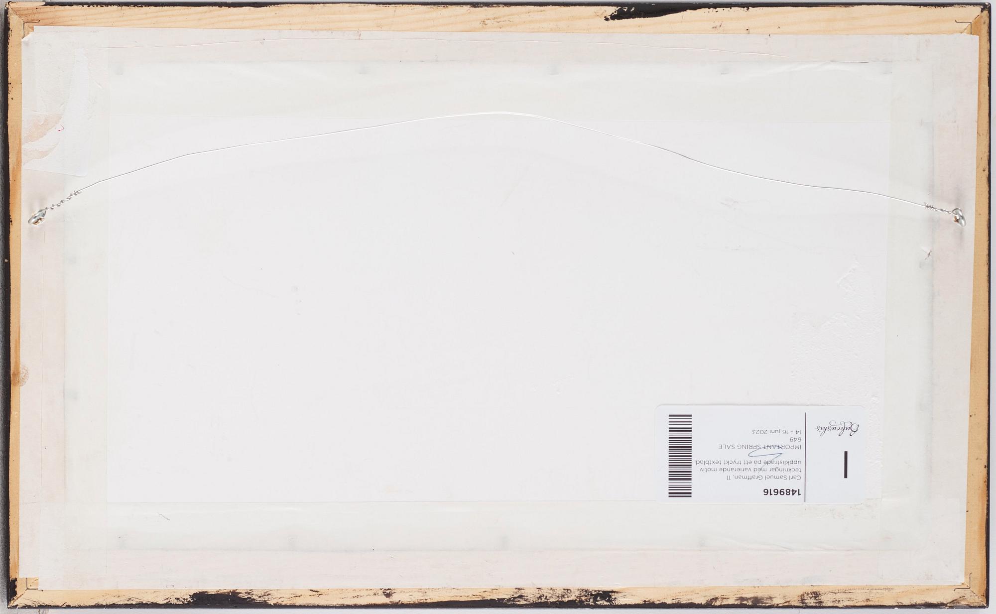 Carl Samuel Graffman, 11 drawings mounted on a printed sheet.