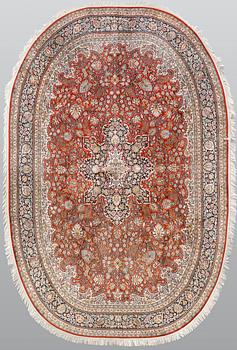 A carpet, silk Kashmir, ca 280 x 184 cm.