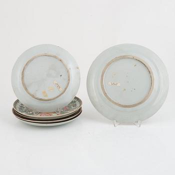 Six porcelain Canton plates, China, 19th century.