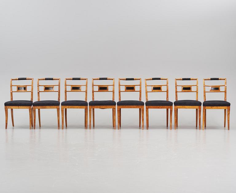 A set of eight Empire chairs by Anders Eriksson, Hassungared, first part 19th century.