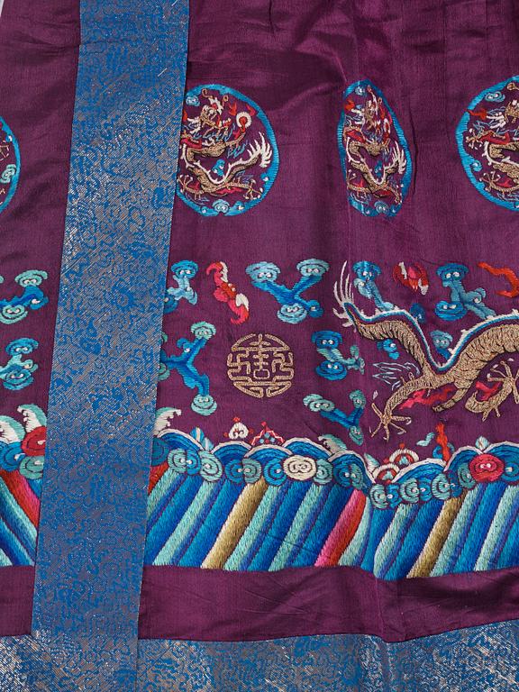 Kjol, broderat siden. Qingdynastin (1644-1912).