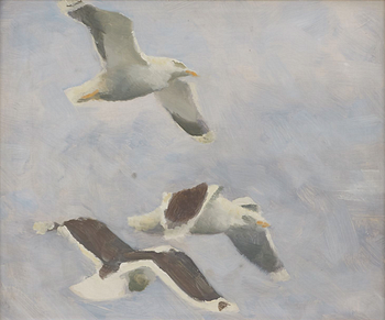 Bruno Liljefors, Flying seagulls.