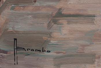 ANGELO BROMBO, olja på pannå, signerad.