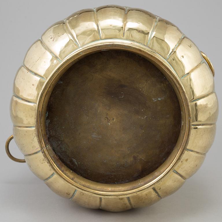 A 19th century brass flower pot.