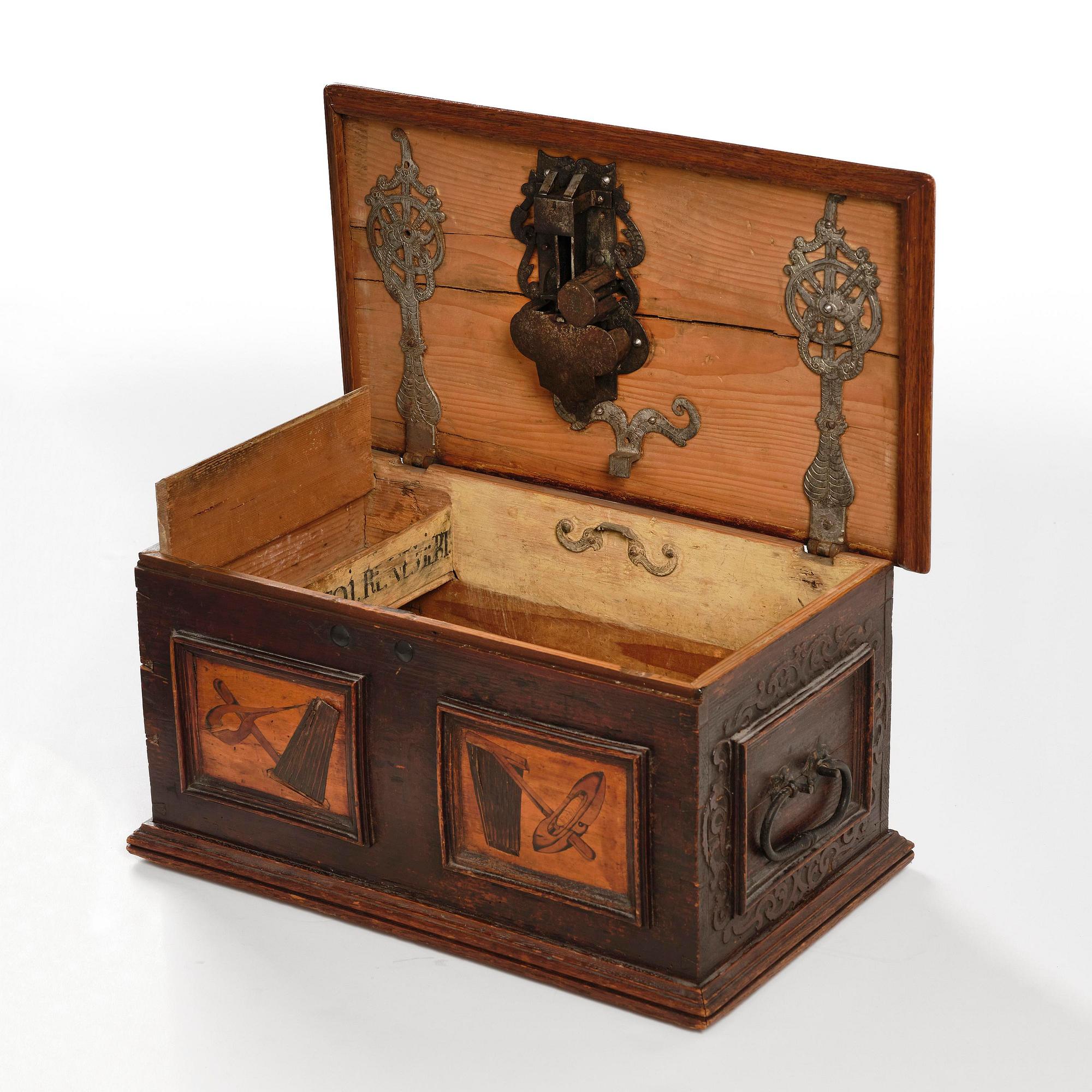 A South-German baroque 'Zunftruhe' guild casket for a weaver's guild, dated 1659.