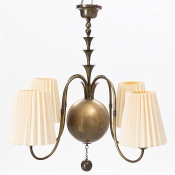 Elis Bergh, a brass ceiling lamp, C.G. Hallberg, Sweden, 1920s.