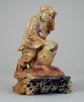 FIGURGRUPP, soapstone, Kina 1900-tal.