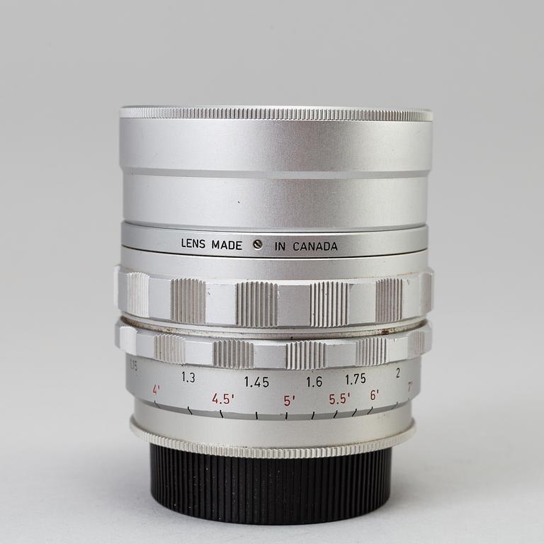 OBJEKTIV, Summicron 1:2/90 nr 1743142, formgivet av Walter Mandler, Leitz Canada. Med visoflex.