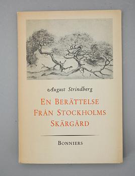 BOKPARTI OM OCH AV AUGUST STRINDBERG, 8 vol+2 häften, bla "Sagor", av August Strindberg, Stockholm 1915.