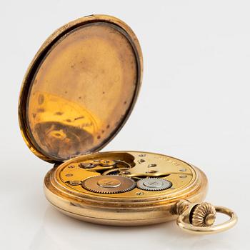 Longines, pocket watch, 14K gold, hunter, 51 mm.