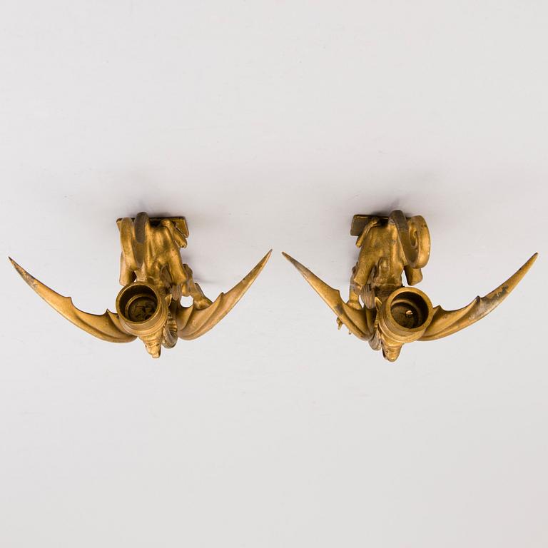 A PAIR OF WALL SCONES, bronzed metal, Russia late 19th century.