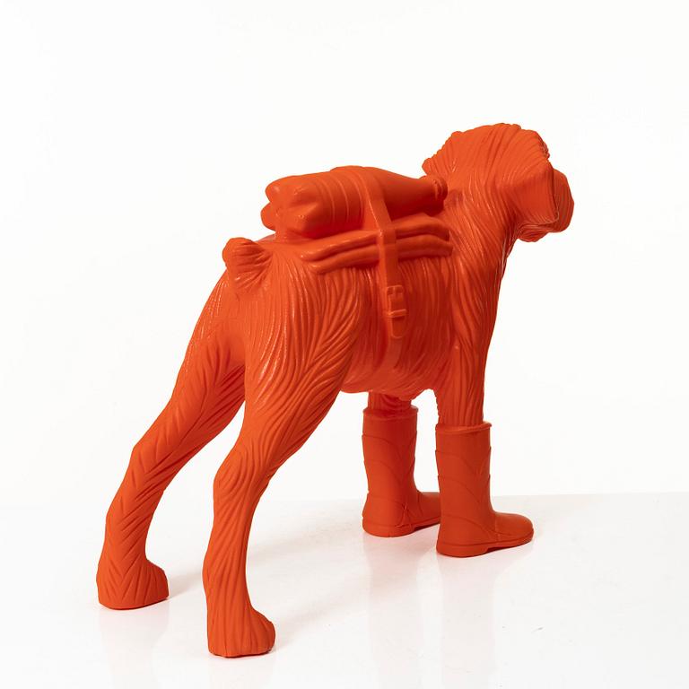 William Sweetlove, "Cloned Schnauzer with water bottle". (Orange).