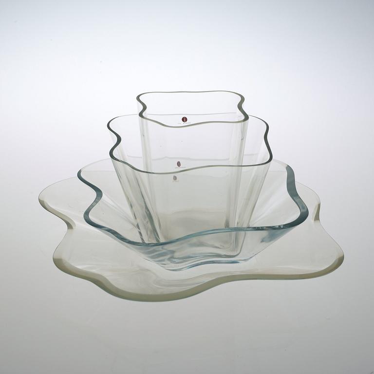 ALVAR AALTO, glasskulptur, 4 delar "Aaltoblomman", Iittala, Finland.