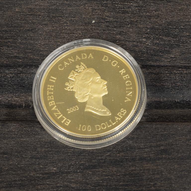 Coin, 14K gold, 100 dollars, Canada 2003, Royal Canadian Mint.