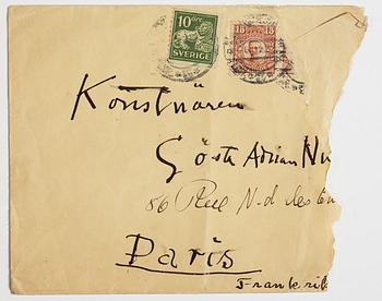 LETTER, from Carl Kylberg in Gothenburg to GAN (Gösta Adrian-Nilsson) in Paris, dated 5.12.(19)22. Envelope enclosed.