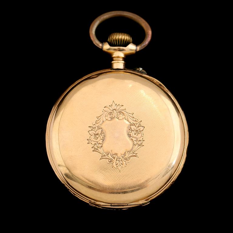 FICKUR, 18 k guld, omkring år 1900.