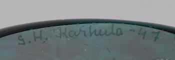 VAS, grönt glas, sign. G.H. Karhula -47.