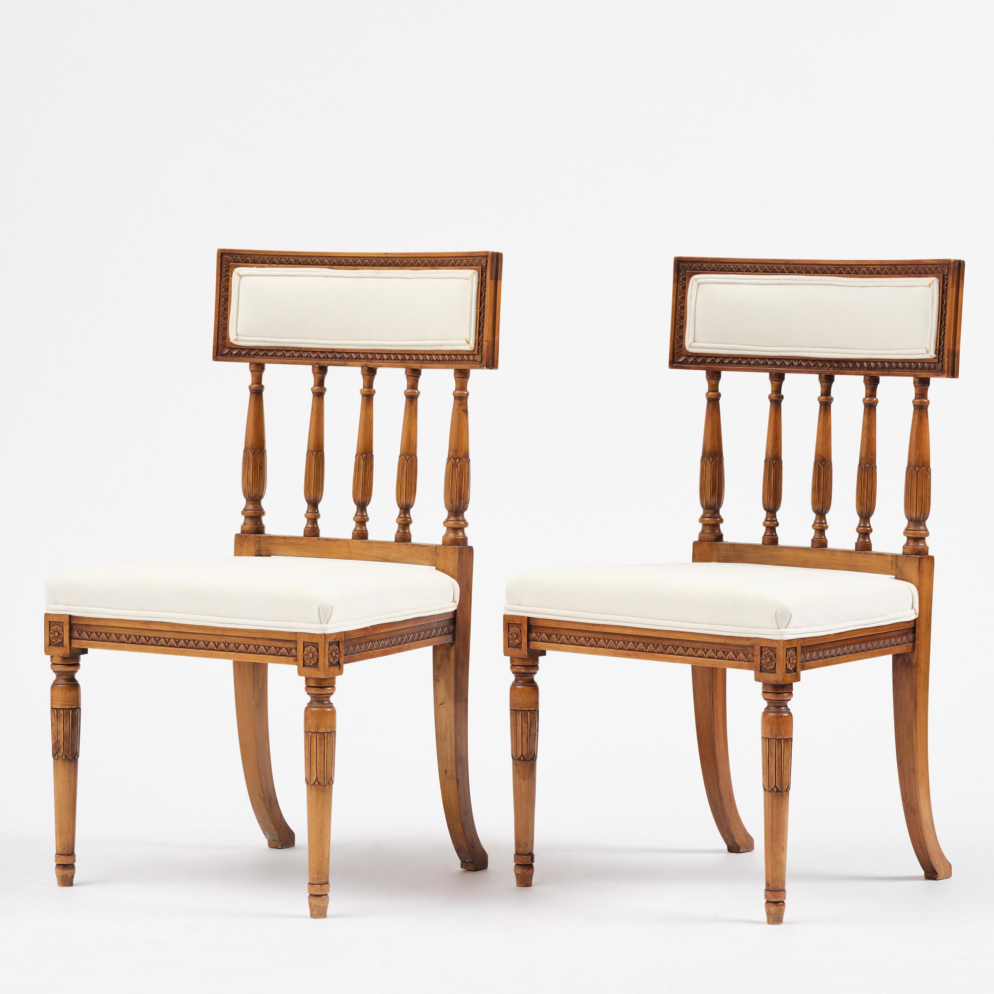 A pair of Late Gustavian style chairs, first half of the 20th century.
