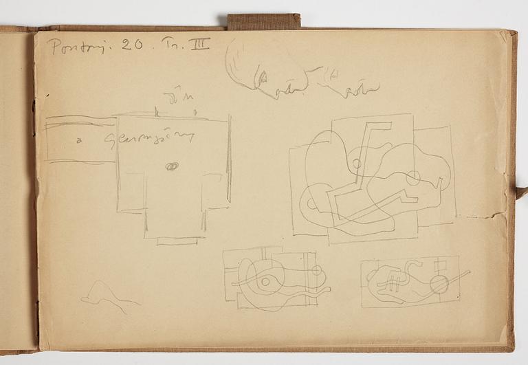 GÖSTA ADRIAN-NILSSON, sketchpad, 1920/30's, by the artist's own hand inscribed GAN with indian ink on the cover.
