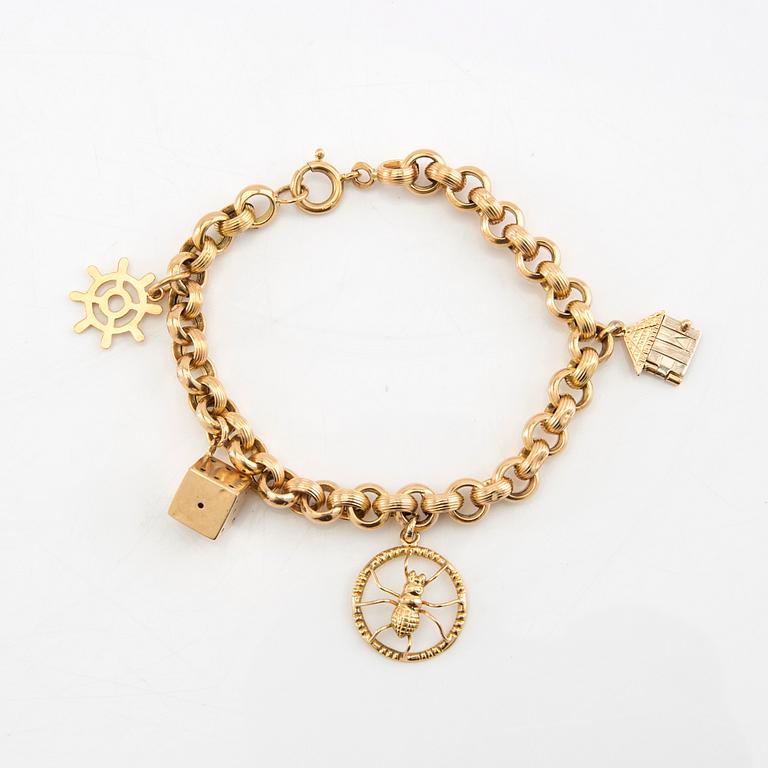 Bracelet with charms 18K gold, Vicenza Italy.