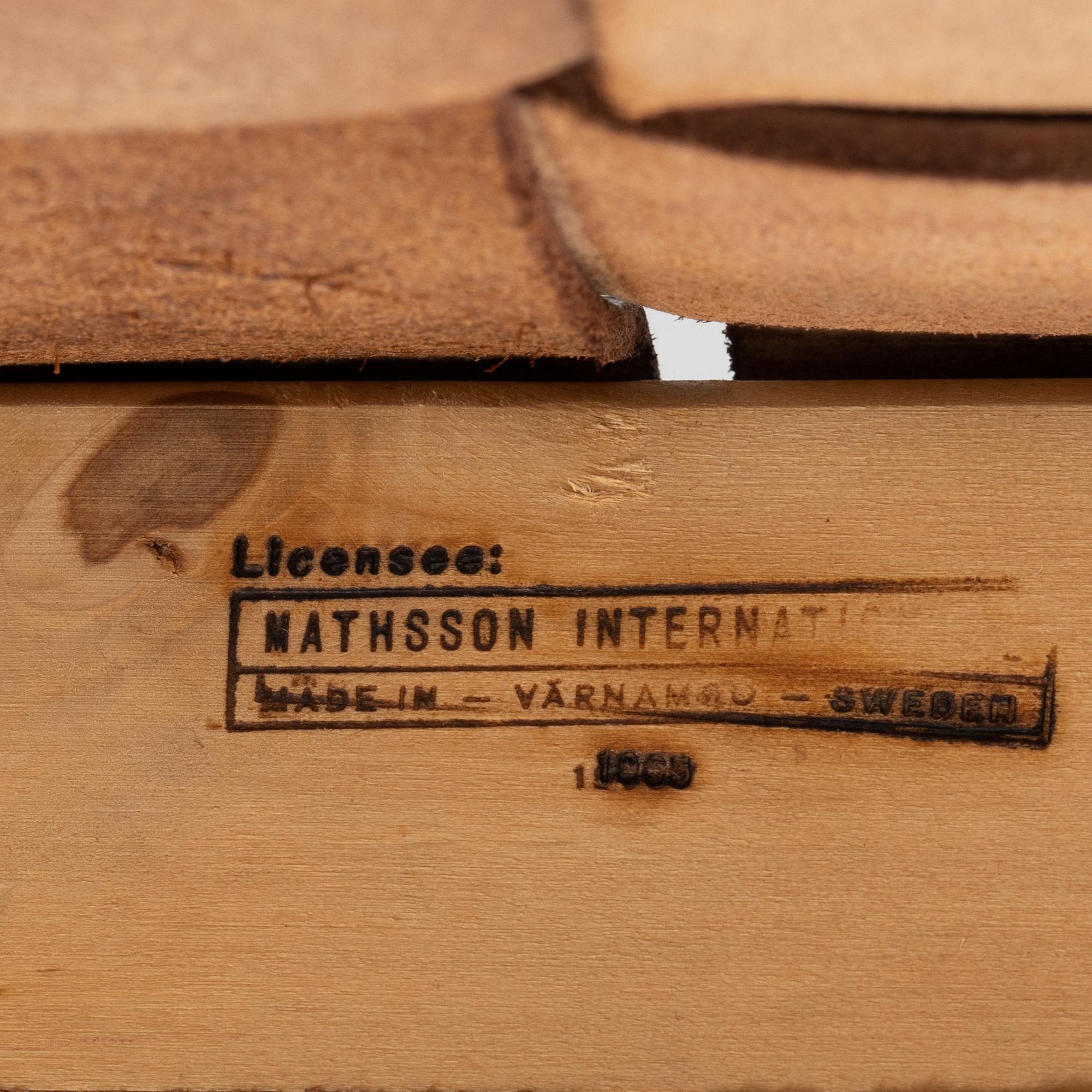 Bruno Mathsson, stolar, 6 st, "Mimat", Mathsson International, Värnamo, 1965.