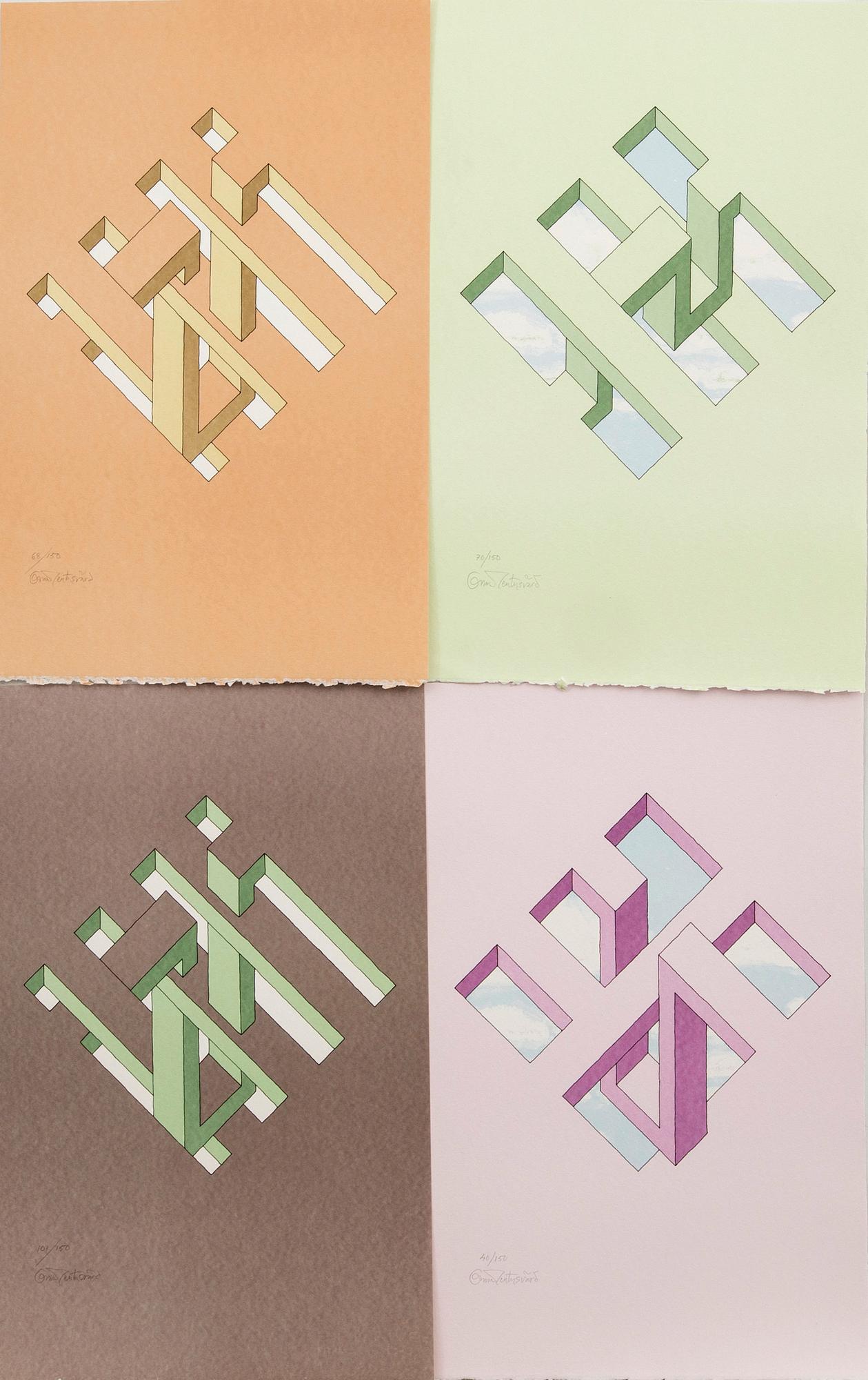 Oscar Reutersvärd,  a set of eight signed and numbered lithographs.