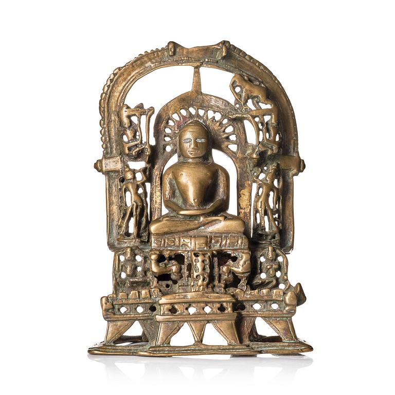 A Jain copper alloy shrine, India, 14th-17th century.