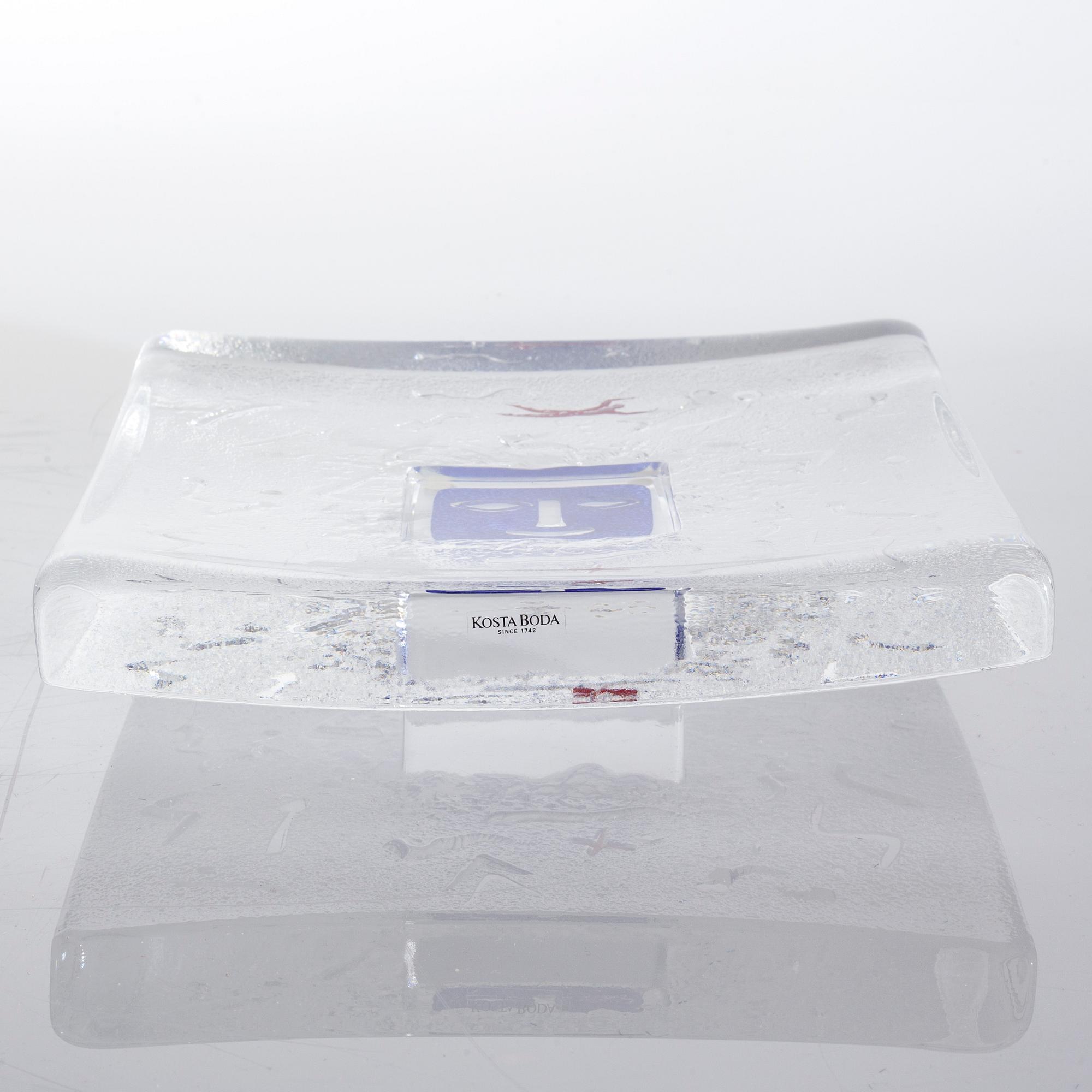 A signed Bertil Vallien glass object for Kosta Boda.