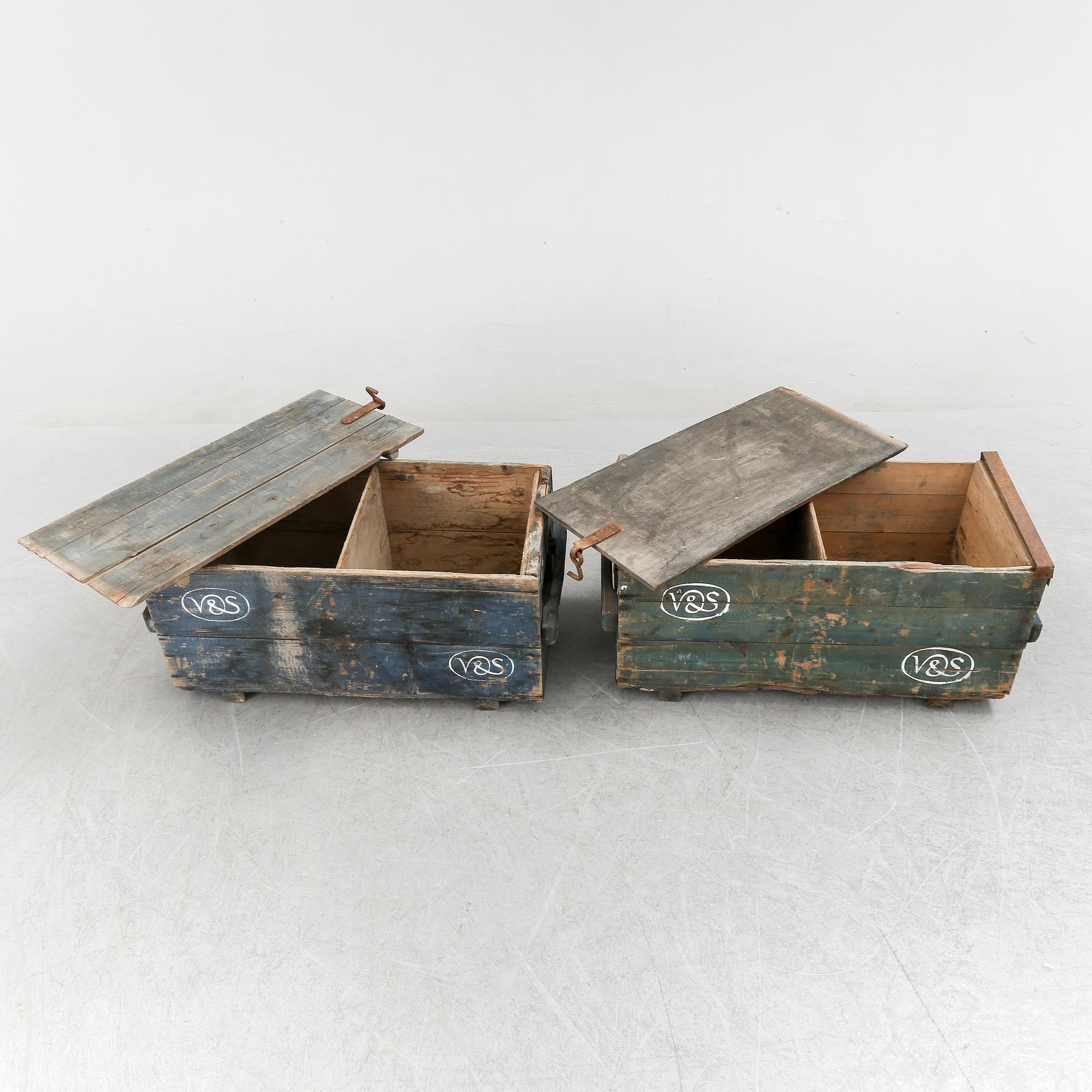 Two wooden boxes, early 1900's.