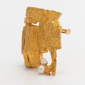 Björn Weckström, Brosch "Etude", 14K guld, odlade pärlor. Lapponia 1972.