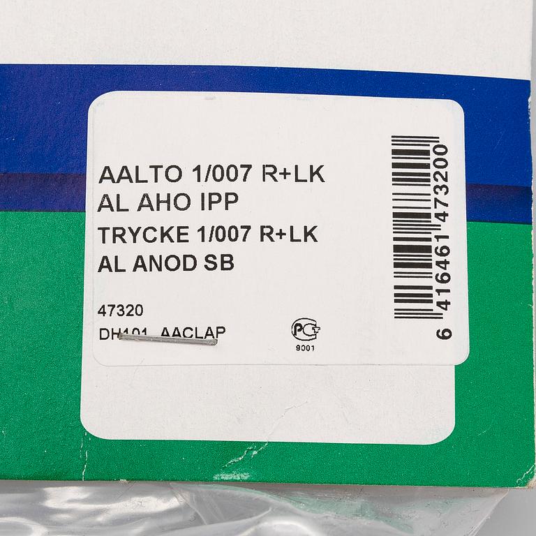 Alvar Aalto, Six pairs of late 20th century doorhandles, manufacturer Primo.