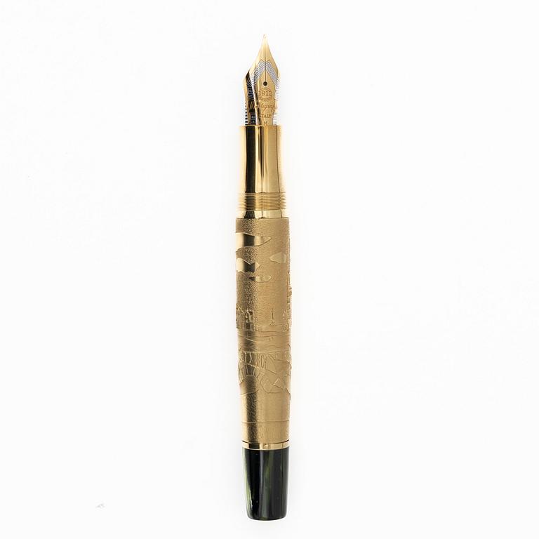 Montegrappa, reservoirpenna, "St Andrews", 18 k guld, numrerad 00/18.