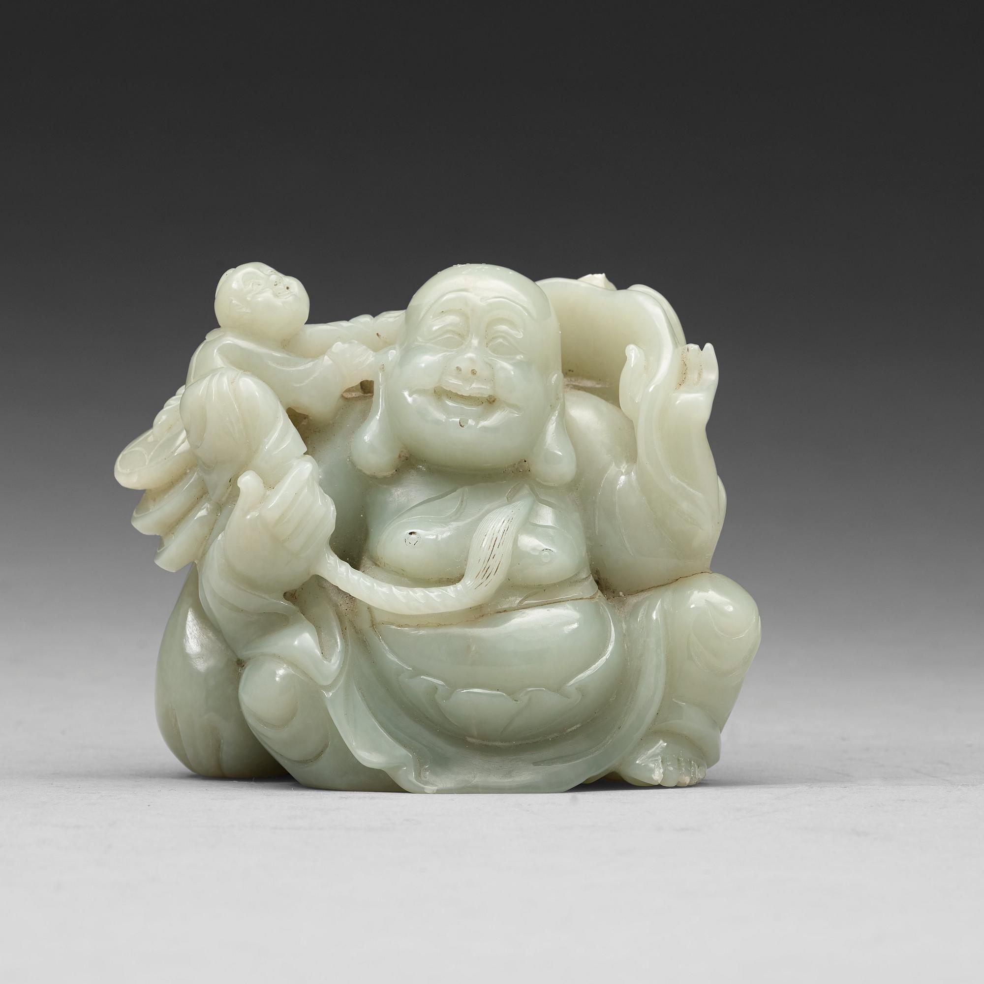 SKULPTUR, nefrit. Kina, tidigt 1900-tal.