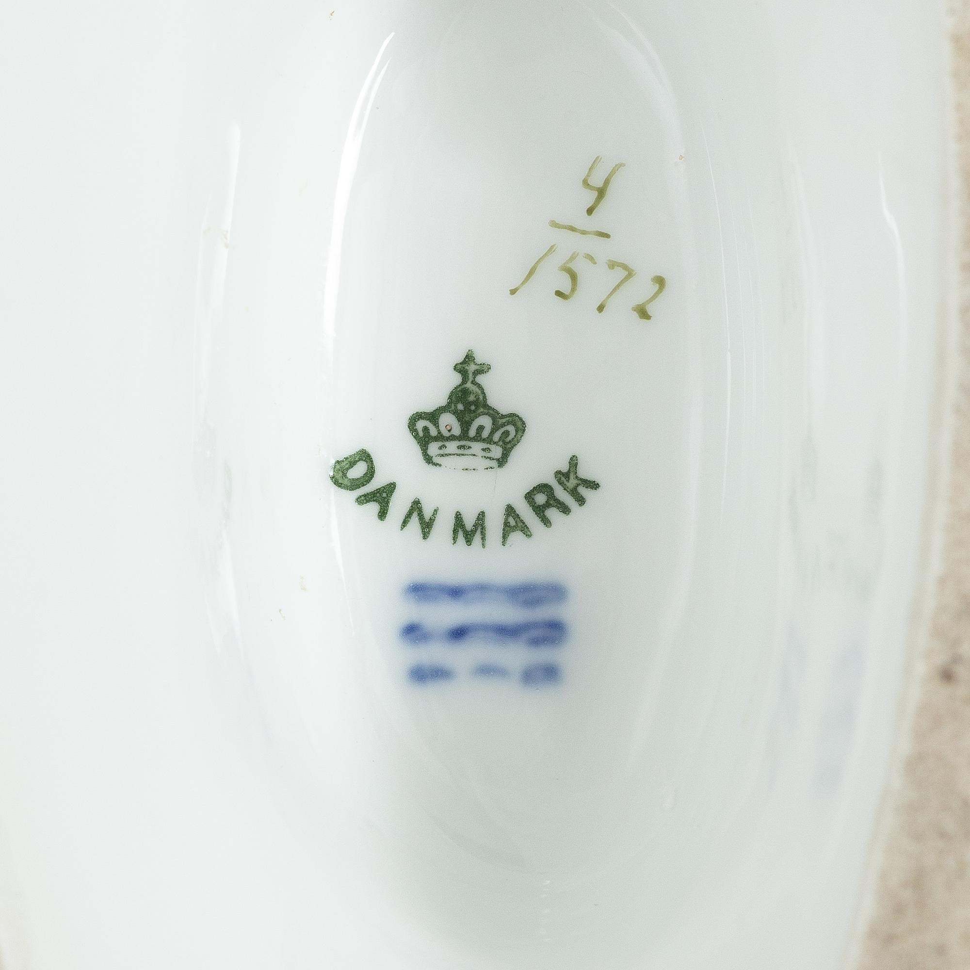 Royal Copenhagen, a pair of tulip vases, 'Saxon Flower', Denmark, 1894-1900. .