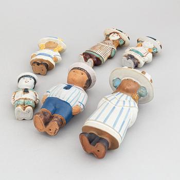 Lisa Larson, six stoneware figurines from the 'Sekelskifte' series, Gustavsberg, 1975-83.