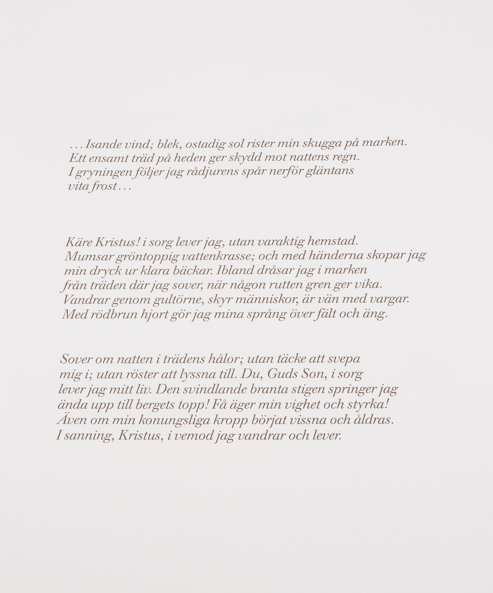 Ulf Trotzig, "King Sweeney", portfolio with nine colour etchings.