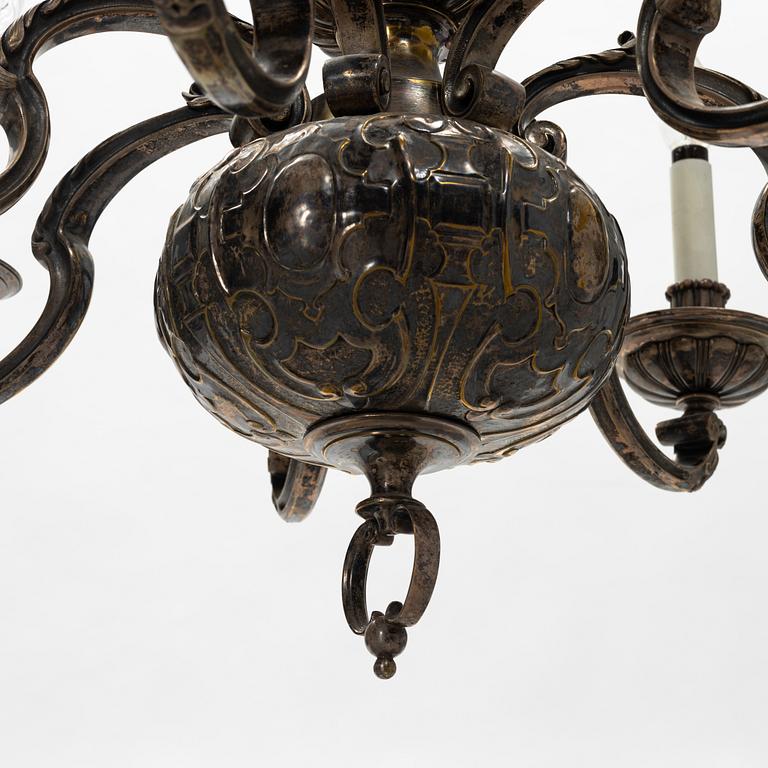 A silver plated chandelier, 1920's.