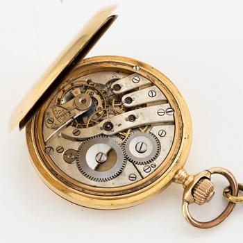 Pocket watch, hunter, 18K gold, 51.5 mm.