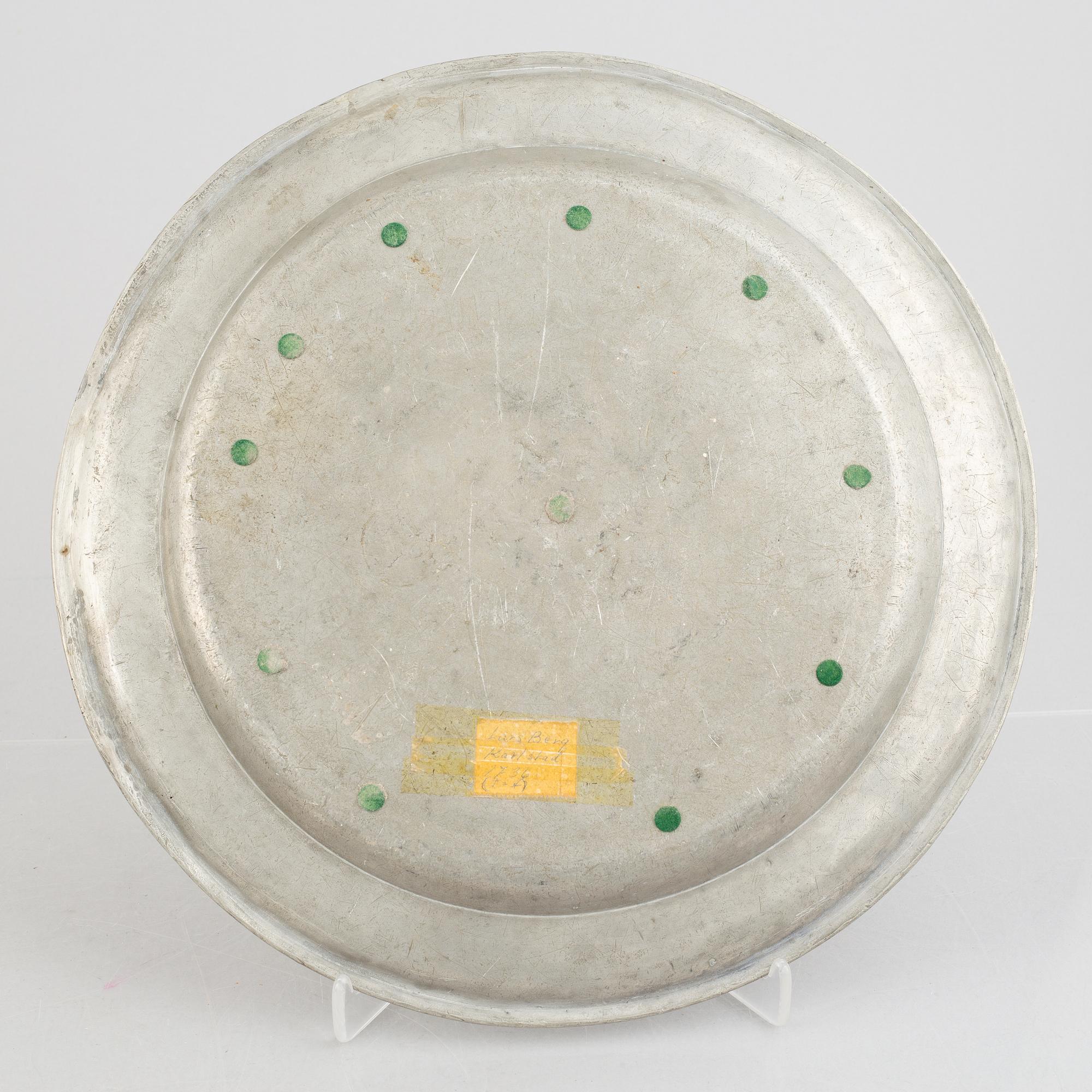 A set of three Swedish pewter dishes, including Johan Brun, Västervik 1787.