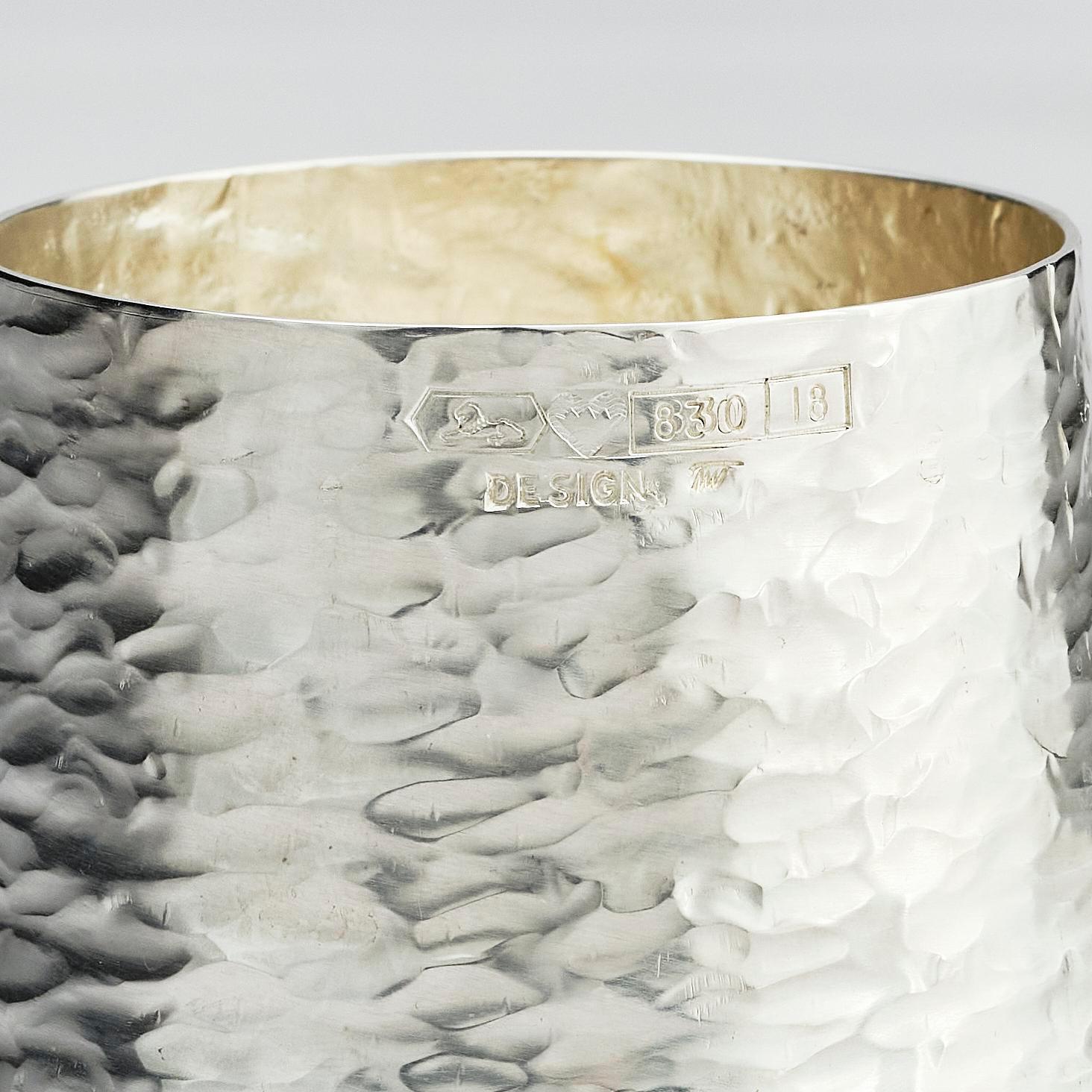 Tapio Wirkkala, a silver pitcher with six beakers, Kultakeskus, Tavastehus Finland 1970-80's.
