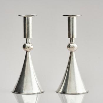 A pair of Swedish sterling silver candlesticks, marks of Sigurd Persson, Stockholm 1959.