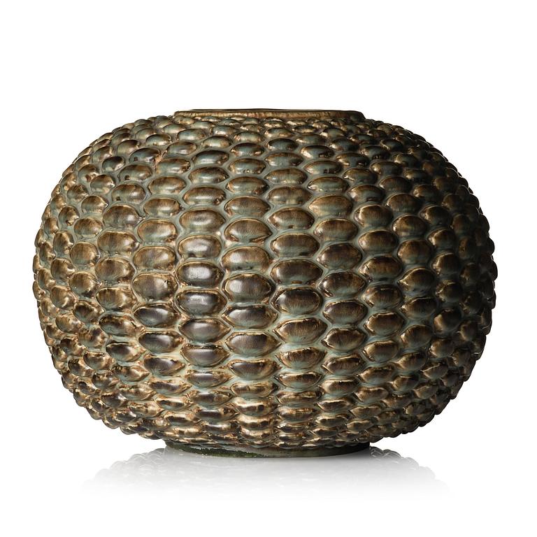 Axel Salto, a stoneware vase in the "budding" style, Royal Copenhagen, Denmark, 1940s-50s.