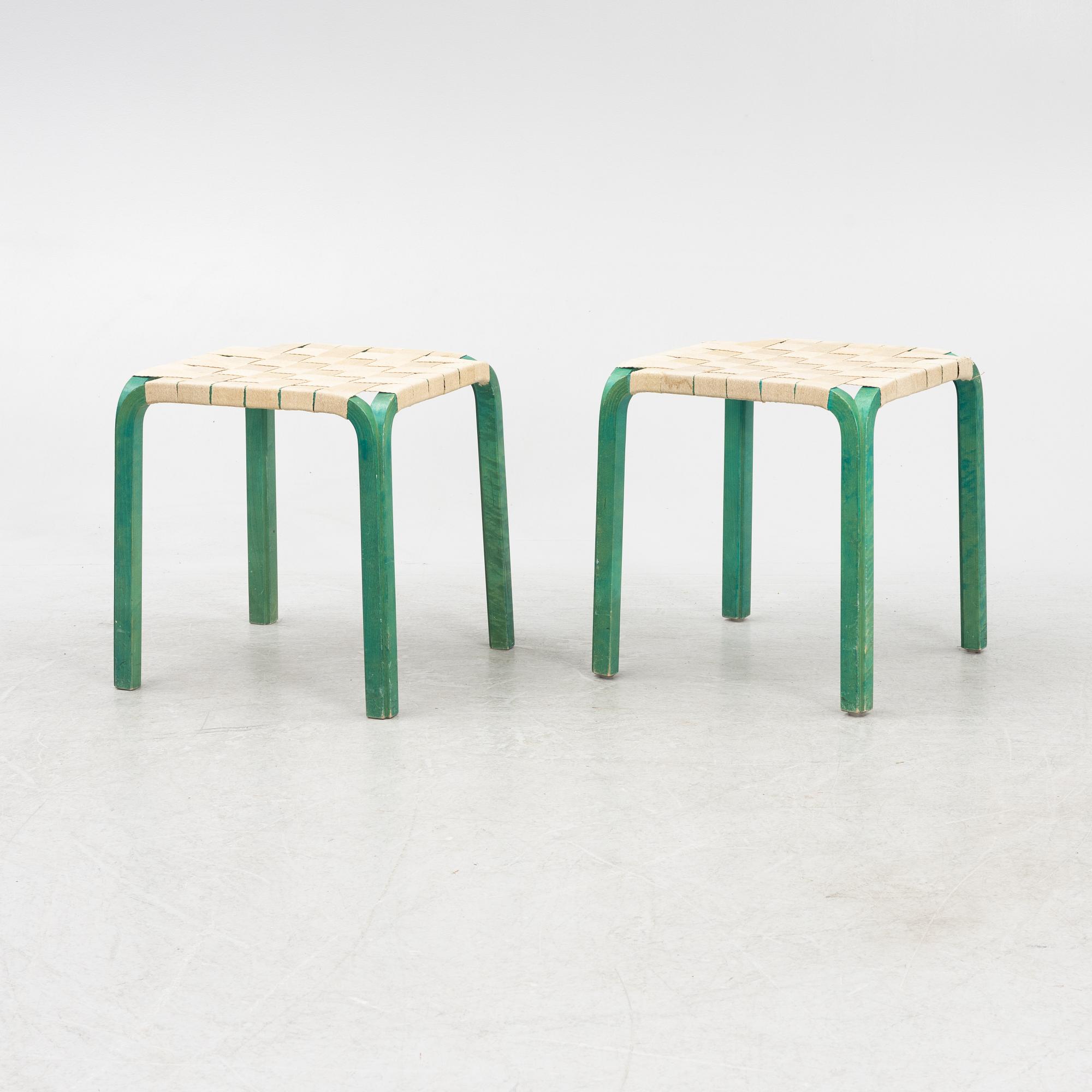 Alvar Aalto, a pair of model Y61 stools, Artek, Finland.