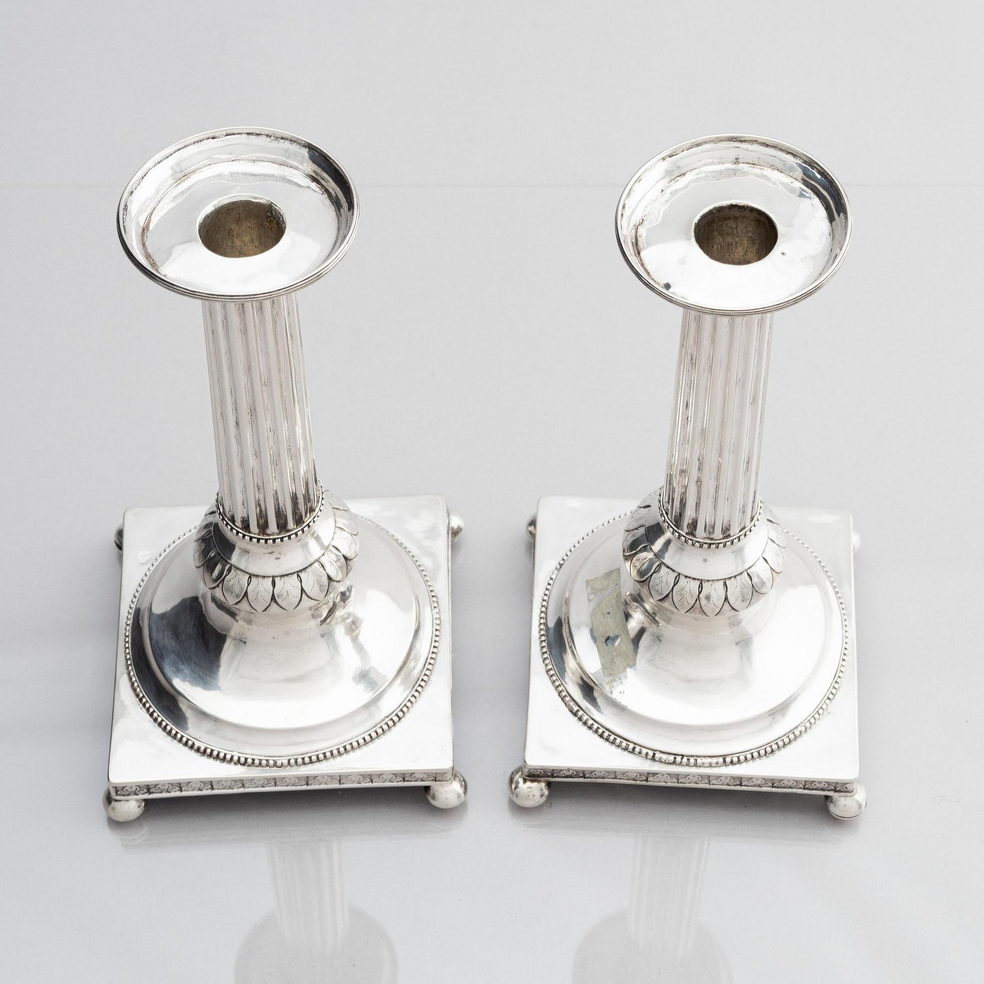 Gustaf Henrik Sidwall, ljusstakar, ett par, silver, Norrköping 1798. Gustavianska.