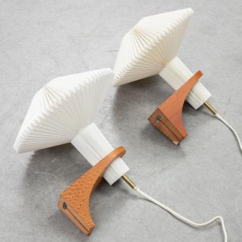 Vilhelm Wohlert, two 'Mushroom' wall lamps, Le Klint, mid 20th century.