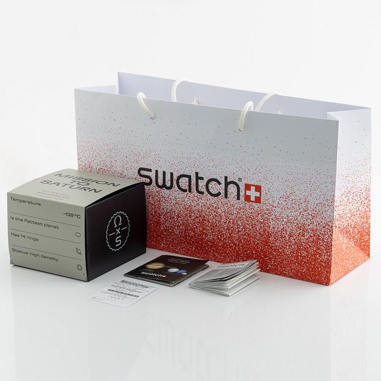Swatch/Omega, MoonSwatch, Mission To Saturn, chronograph, wristwatch, 42 mm.