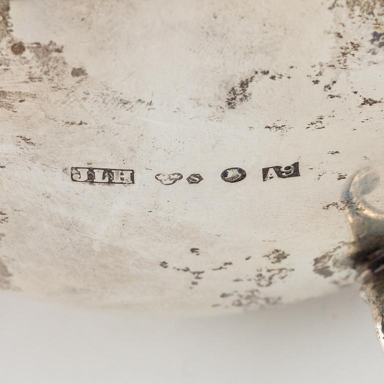 A three piece silver coffee set by Hultman A/B J L, Stockholm.