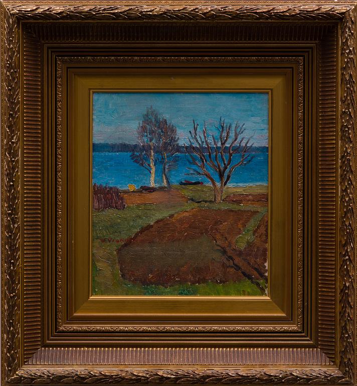 VEIKKO VIONOJA, öljy levylle, signeerattu.