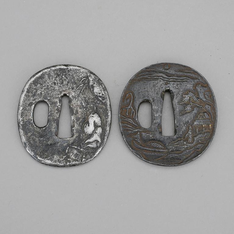 TSUBA, 2 stycken, Japan, 1700/1800-tal.