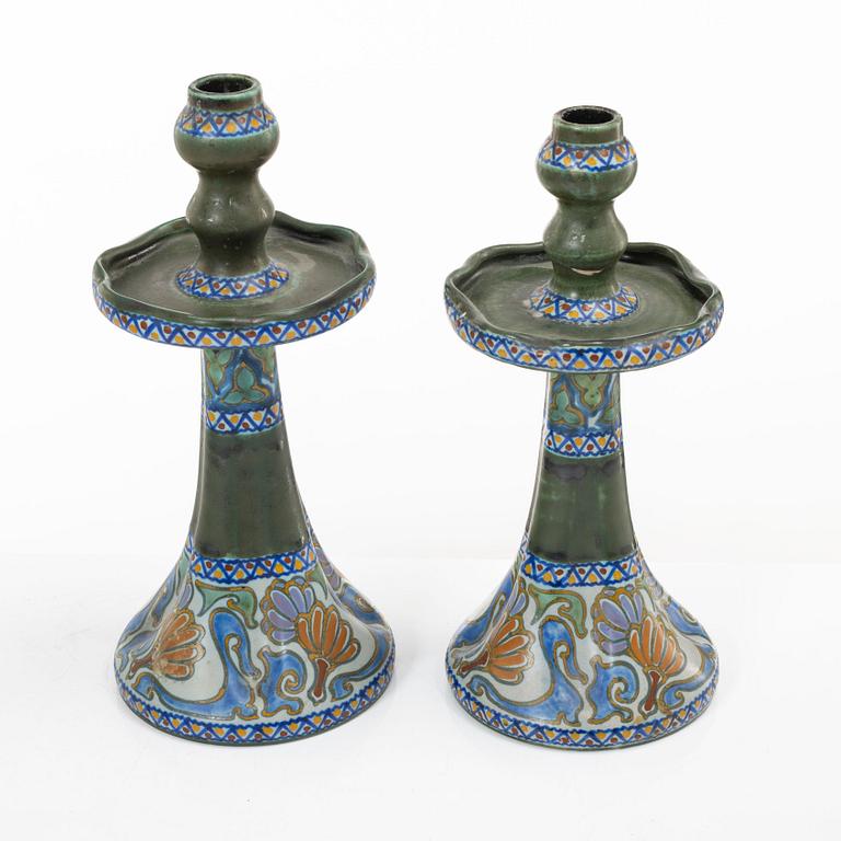 Desk set, 4 pieces, ceramic, bl a "Crocus", Gouda, Netherlands.